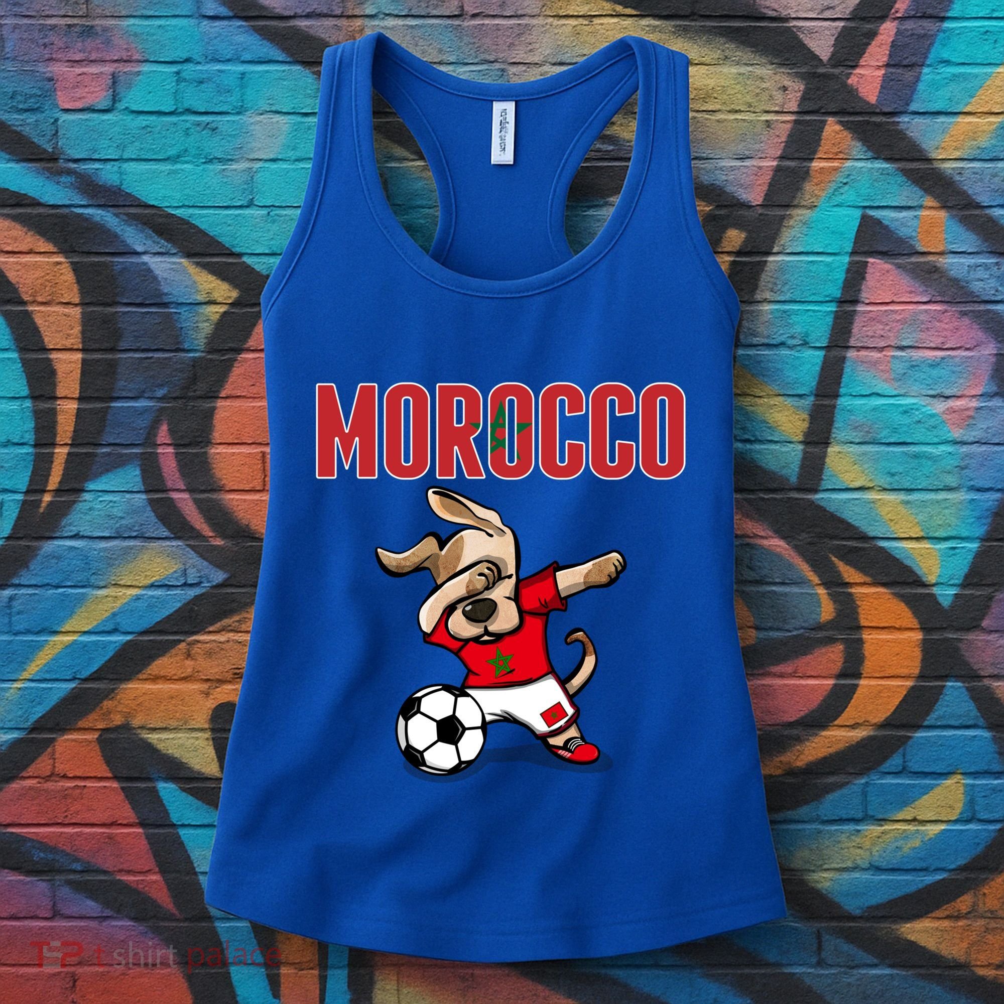 Dabbing Dog Morocco Soccer Fans Jersey Moroccan Football Funny Gift Women's Tank Top