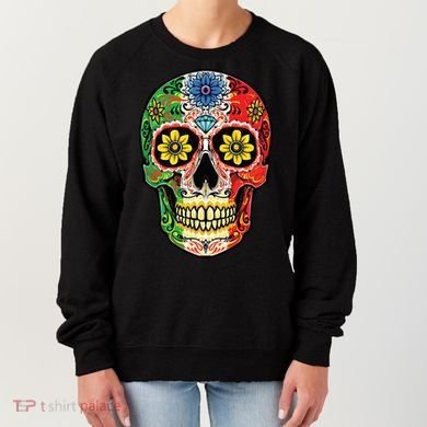 Dia De Muertos Cinco De Mayo Sugar Skull Mexican Flag Women's Sweatshirt