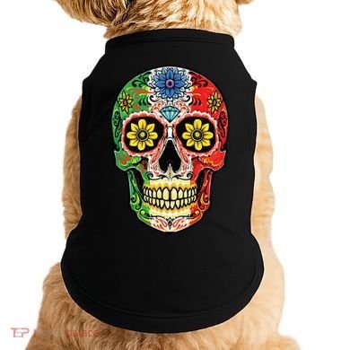 Dia De Muertos Cinco De Mayo Sugar Skull Mexican Flag Doggie Tank