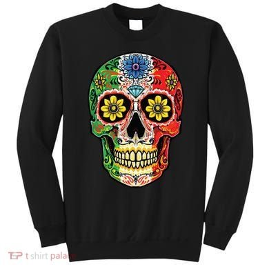 Dia De Muertos Cinco De Mayo Sugar Skull Mexican Flag Sweatshirt