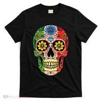 Dia De Muertos Cinco De Mayo Sugar Skull Mexican Flag T-Shirt thumb 0