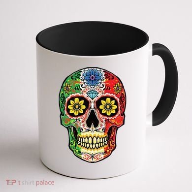 Dia De Muertos Cinco De Mayo Sugar Skull Mexican Flag Coffee Mug back