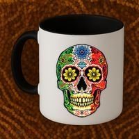 Dia De Muertos Cinco De Mayo Sugar Skull Mexican Flag Coffee Mug thumb 2