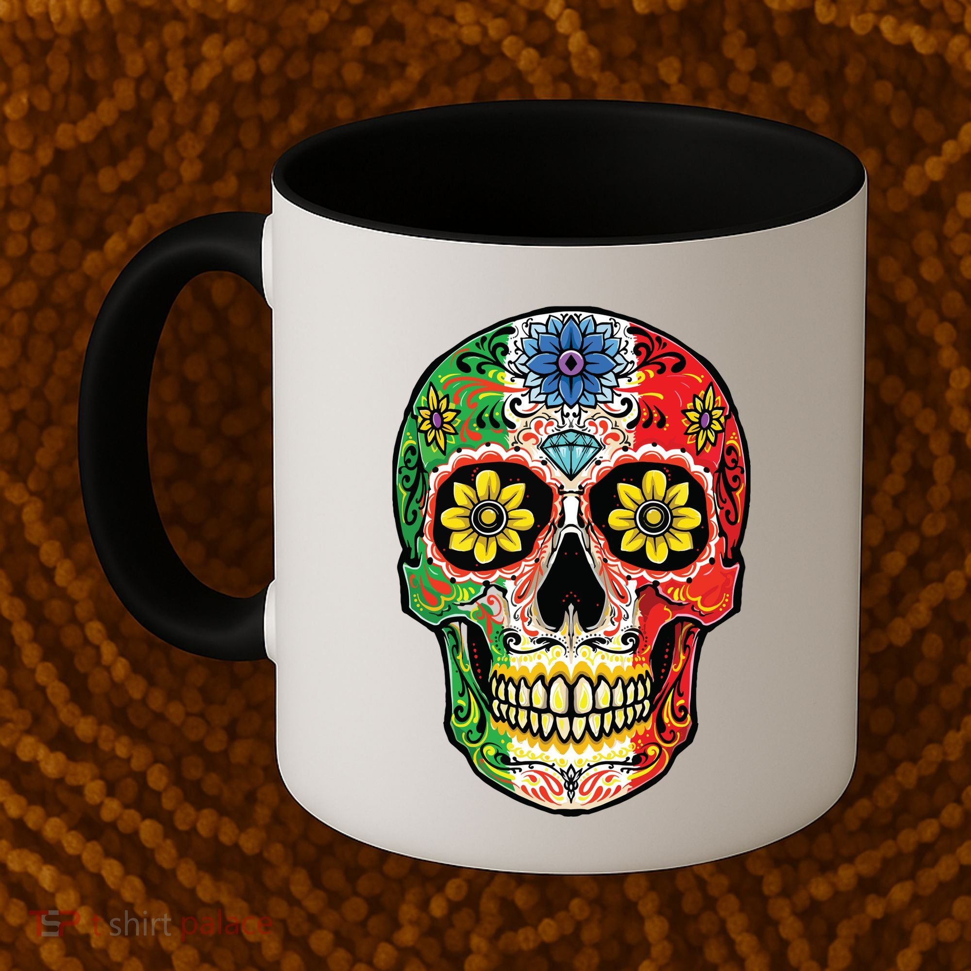 Dia De Muertos Cinco De Mayo Sugar Skull Mexican Flag Coffee Mug