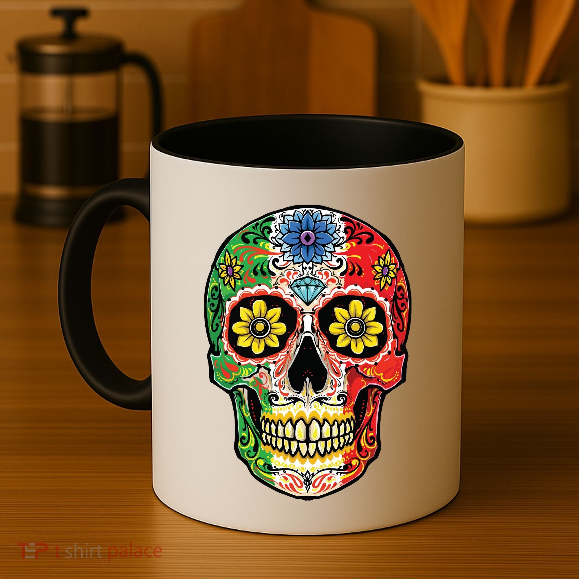 Dia De Muertos Cinco De Mayo Sugar Skull Mexican Flag Coffee Mug