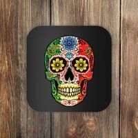 Dia De Muertos Cinco De Mayo Sugar Skull Mexican Flag Coaster thumb 0
