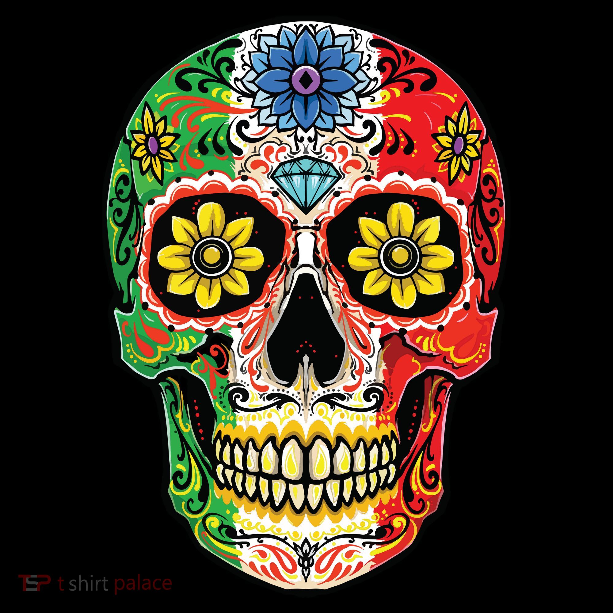 Dia De Muertos Cinco De Mayo Sugar Skull Mexican Flag Mousepad