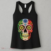 Dia De Muertos Cinco De Mayo Sugar Skull Mexican Flag Women's Tank Top thumb 3