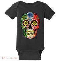 Dia De Muertos Cinco De Mayo Sugar Skull Mexican Flag Baby Bodysuit thumb 0