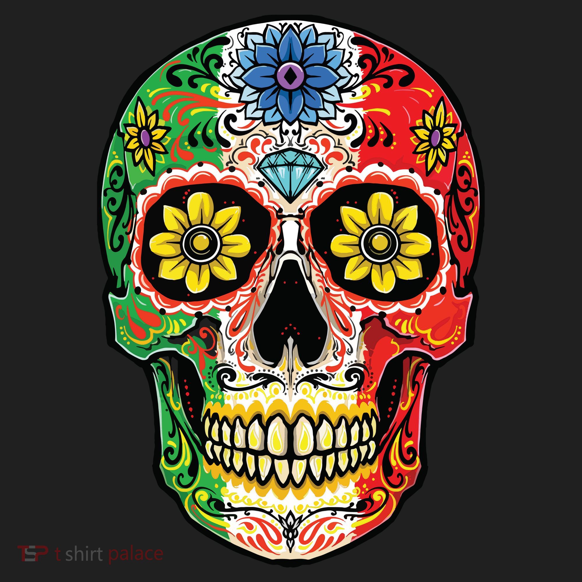 Dia De Muertos Cinco De Mayo Sugar Skull Mexican Flag Hat