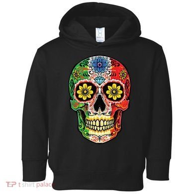 Dia De Muertos Cinco De Mayo Sugar Skull Mexican Flag Toddler Hoodie