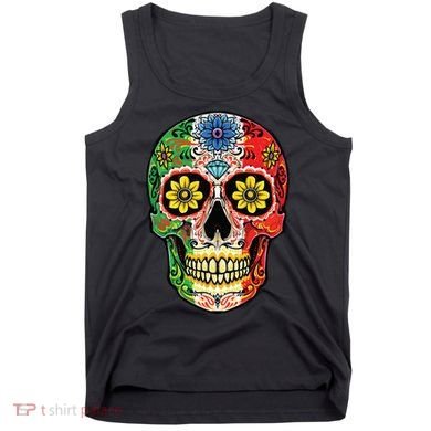 Dia De Muertos Cinco De Mayo Sugar Skull Mexican Flag Tank Top