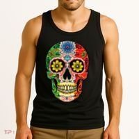 Dia De Muertos Cinco De Mayo Sugar Skull Mexican Flag Tank Top thumb 3