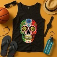 Dia De Muertos Cinco De Mayo Sugar Skull Mexican Flag Tank Top thumb 4