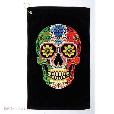 Dia De Muertos Cinco De Mayo Sugar Skull Mexican Flag Golf Towel