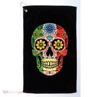 Dia De Muertos Cinco De Mayo Sugar Skull Mexican Flag Golf Towel thumb 0