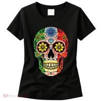 Dia De Muertos Cinco De Mayo Sugar Skull Mexican Flag Women's T-Shirt thumb 0