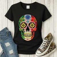 Dia De Muertos Cinco De Mayo Sugar Skull Mexican Flag Women's T-Shirt thumb 3