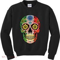 Dia De Muertos Cinco De Mayo Sugar Skull Mexican Flag Kids Sweatshirt thumb 0