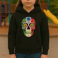 Dia De Muertos Cinco De Mayo Sugar Skull Mexican Flag Kids Hoodie thumb 3