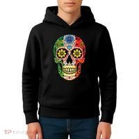 Dia De Muertos Cinco De Mayo Sugar Skull Mexican Flag Kids Hoodie thumb 4