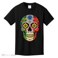 Dia De Muertos Cinco De Mayo Sugar Skull Mexican Flag Kids T-Shirt thumb 0