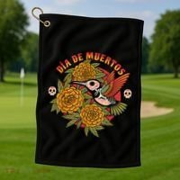 Dia De Muertos Hummingbird Golf Towel thumb 1