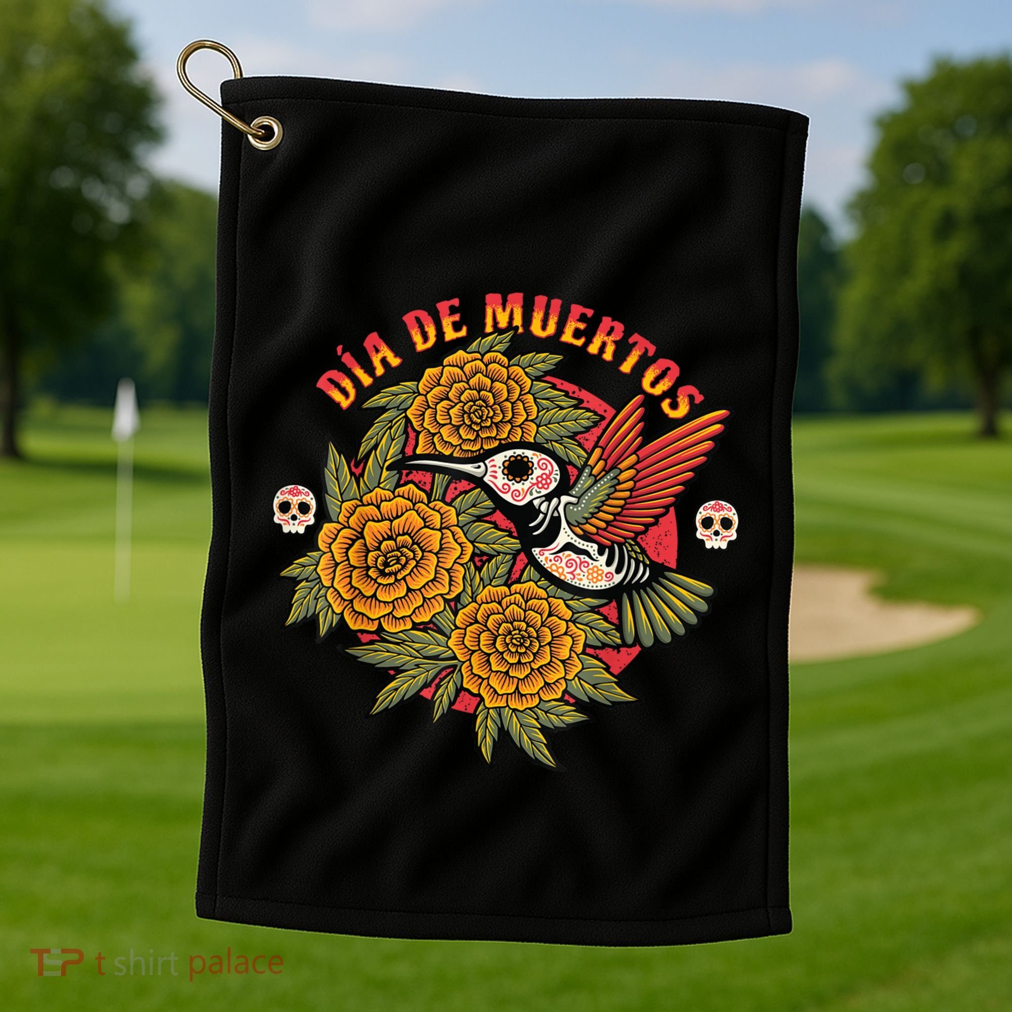 Dia De Muertos Hummingbird Golf Towel