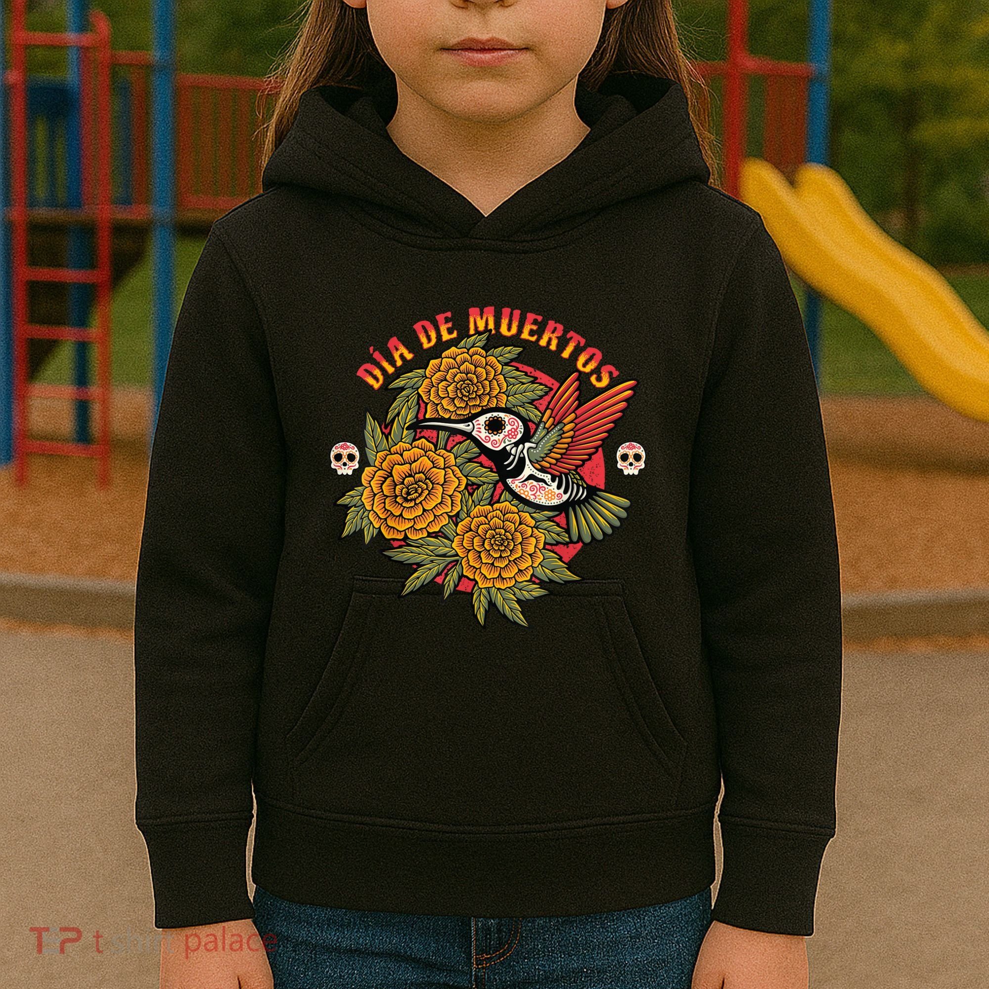 Dia De Muertos Hummingbird Kids Hoodie