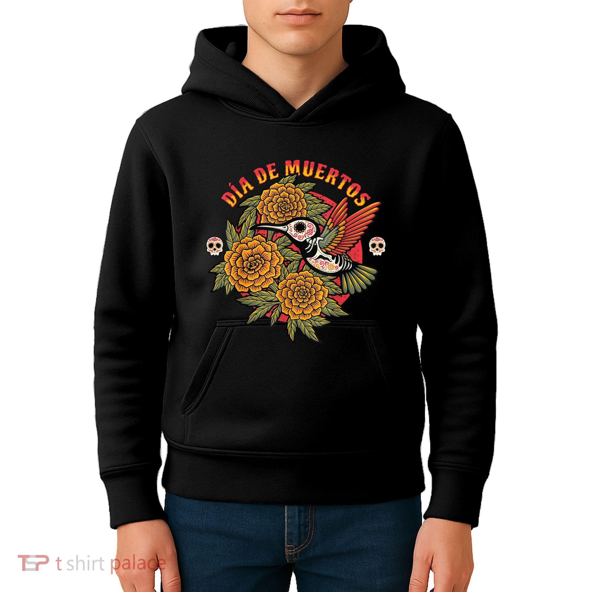 Dia De Muertos Hummingbird Kids Hoodie