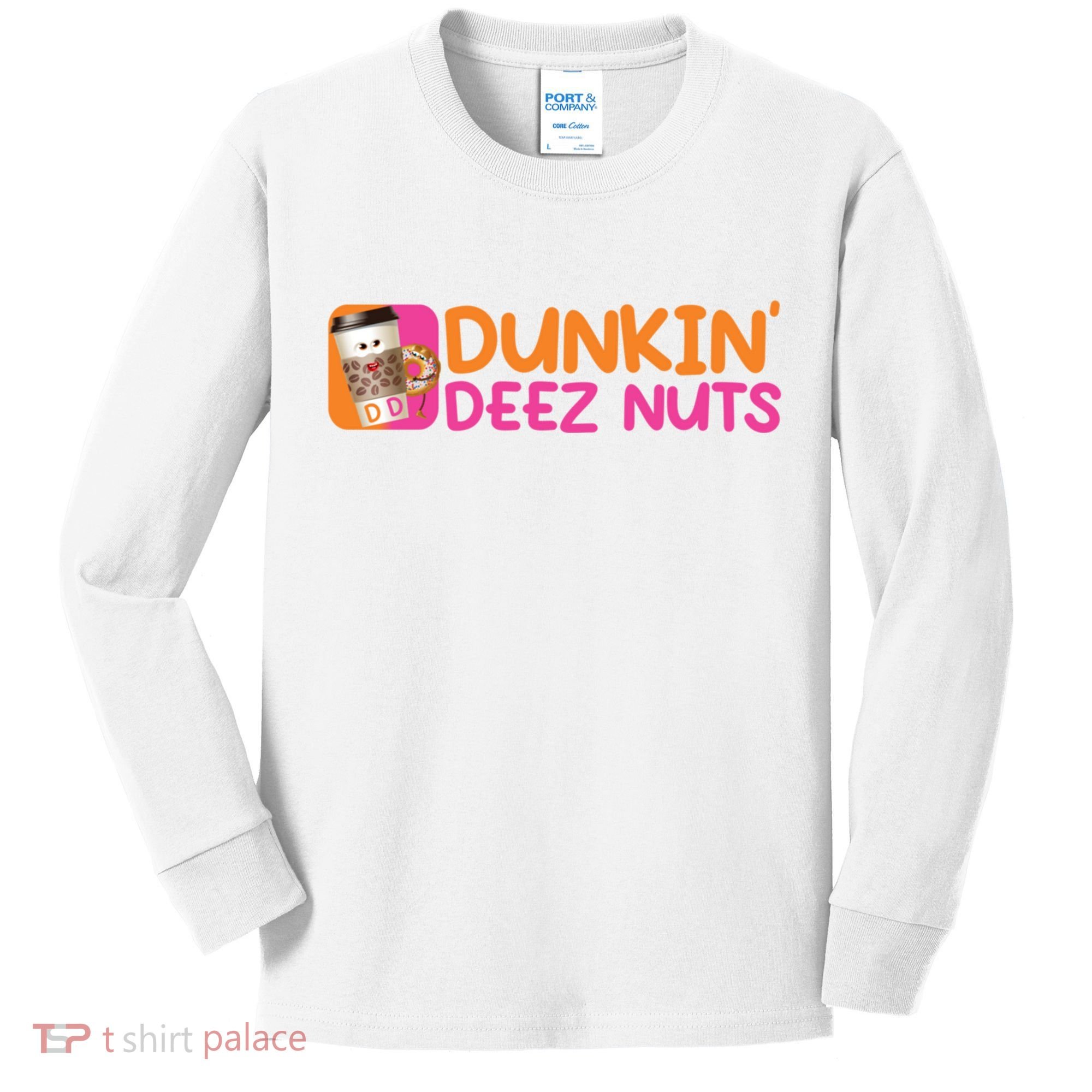 Dunkin Deez Nuts Coffee Bag Kids Long Sleeve Shirt