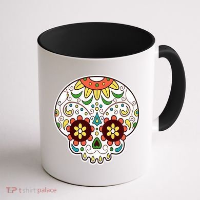 DOD Day Of The Dead Sugar Floral Skull Head Coffee Mug back