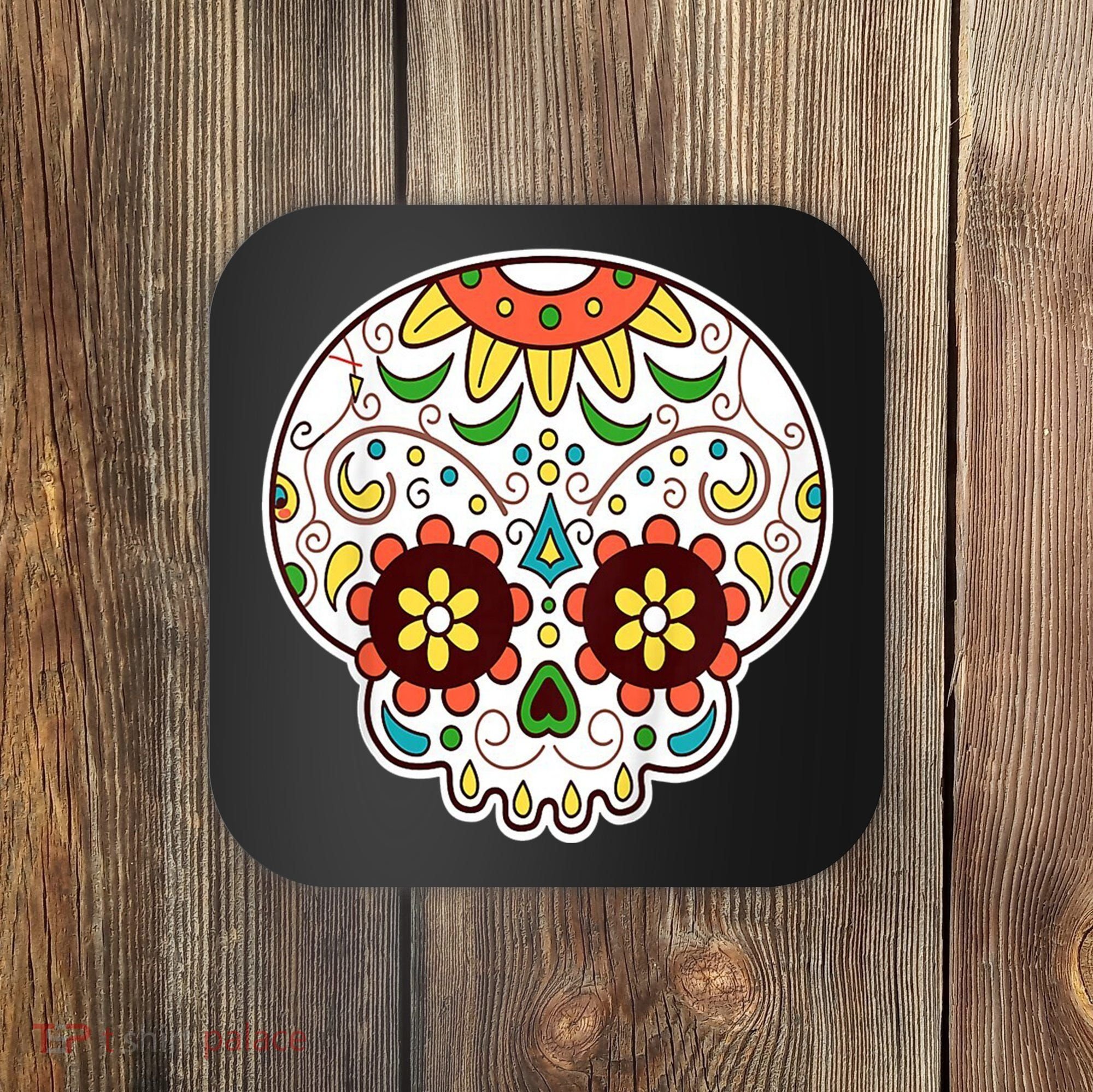 DOD Day Of The Dead Sugar Floral Skull Head Coaster