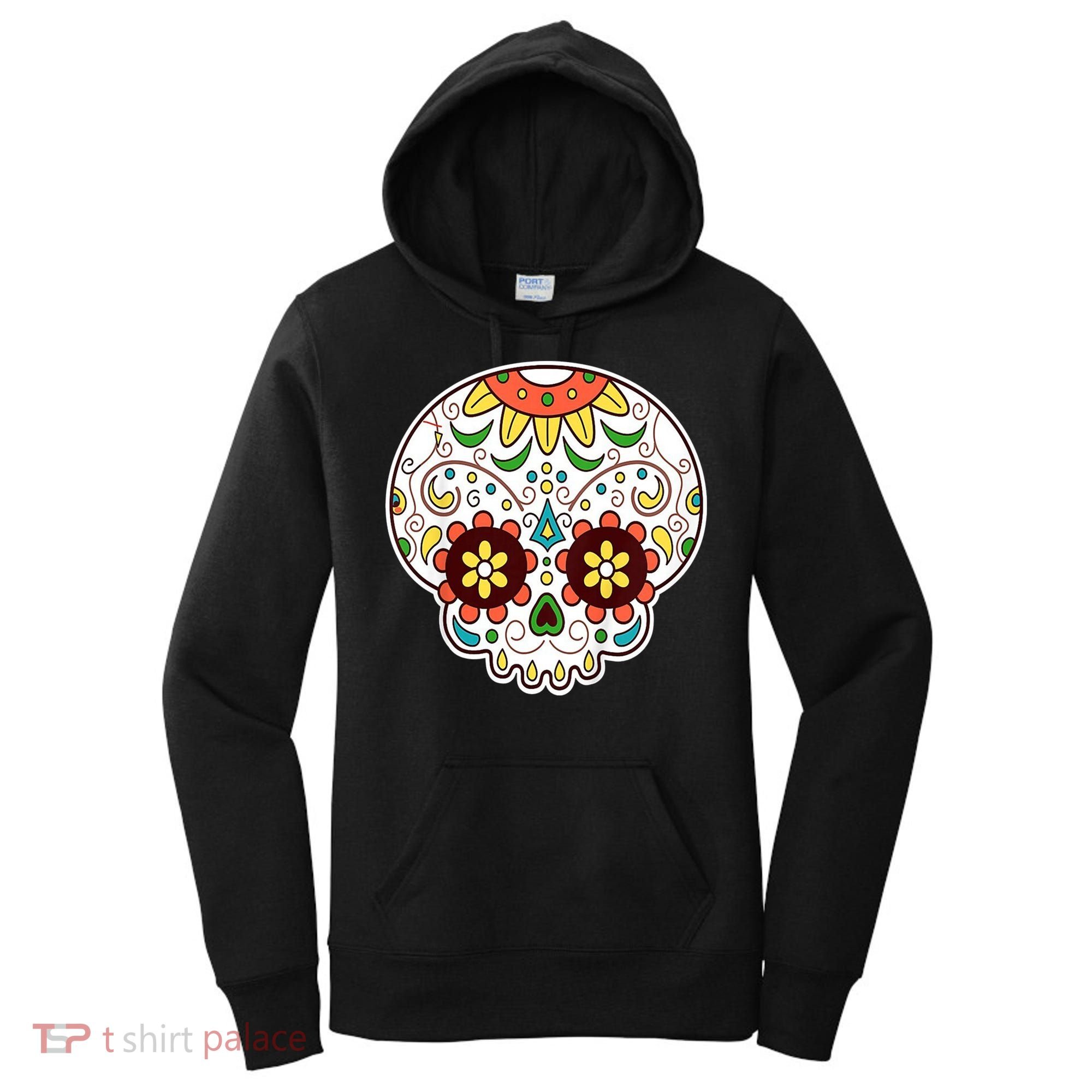 DOD Day Of The Dead Sugar Floral Skull Head Women's Hoodie