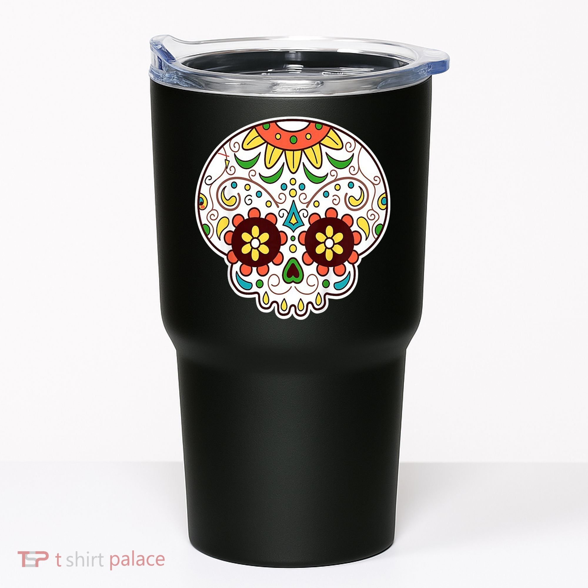 DOD Day Of The Dead Sugar Floral Skull Head Tumbler