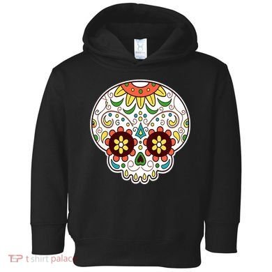 DOD Day Of The Dead Sugar Floral Skull Head Toddler Hoodie