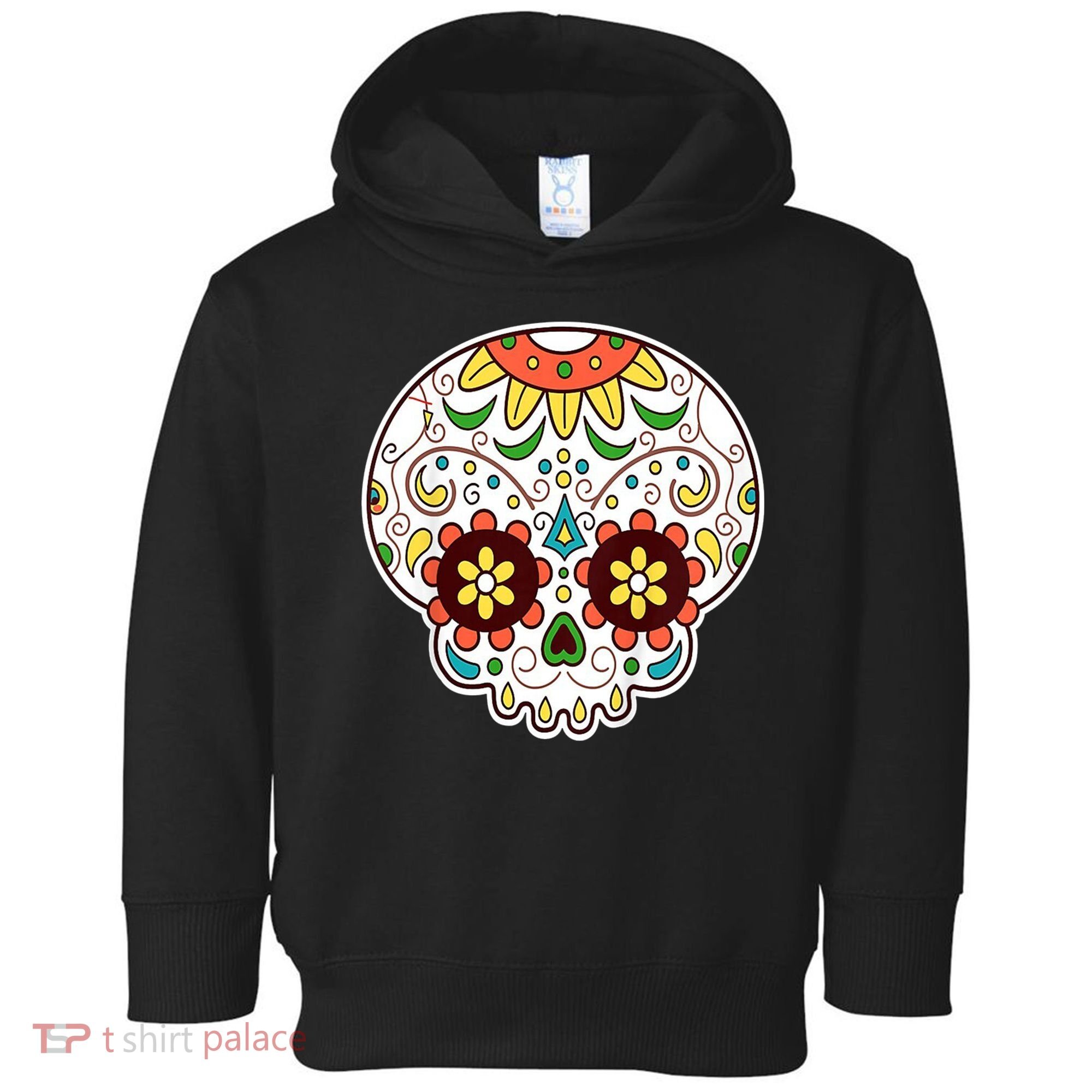 DOD Day Of The Dead Sugar Floral Skull Head Toddler Hoodie