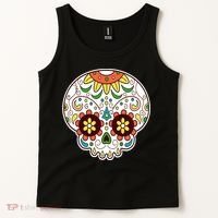 DOD Day Of The Dead Sugar Floral Skull Head Tank Top thumb 2
