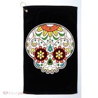 DOD Day Of The Dead Sugar Floral Skull Head Golf Towel thumb 0
