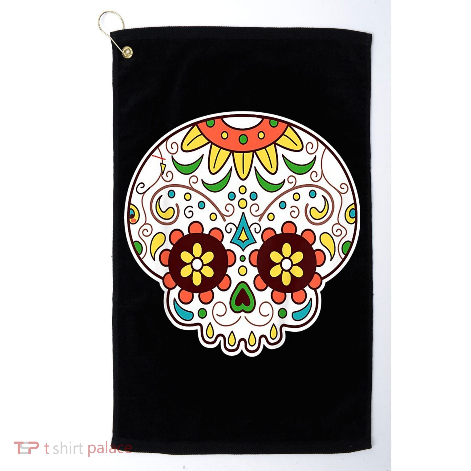 DOD Day Of The Dead Sugar Floral Skull Head Golf Towel