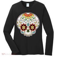 DOD Day Of The Dead Sugar Floral Skull Head Women's Long Sleeve Shirt thumb 0