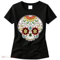 DOD Day Of The Dead Sugar Floral Skull Head Women's T-Shirt thumb 0