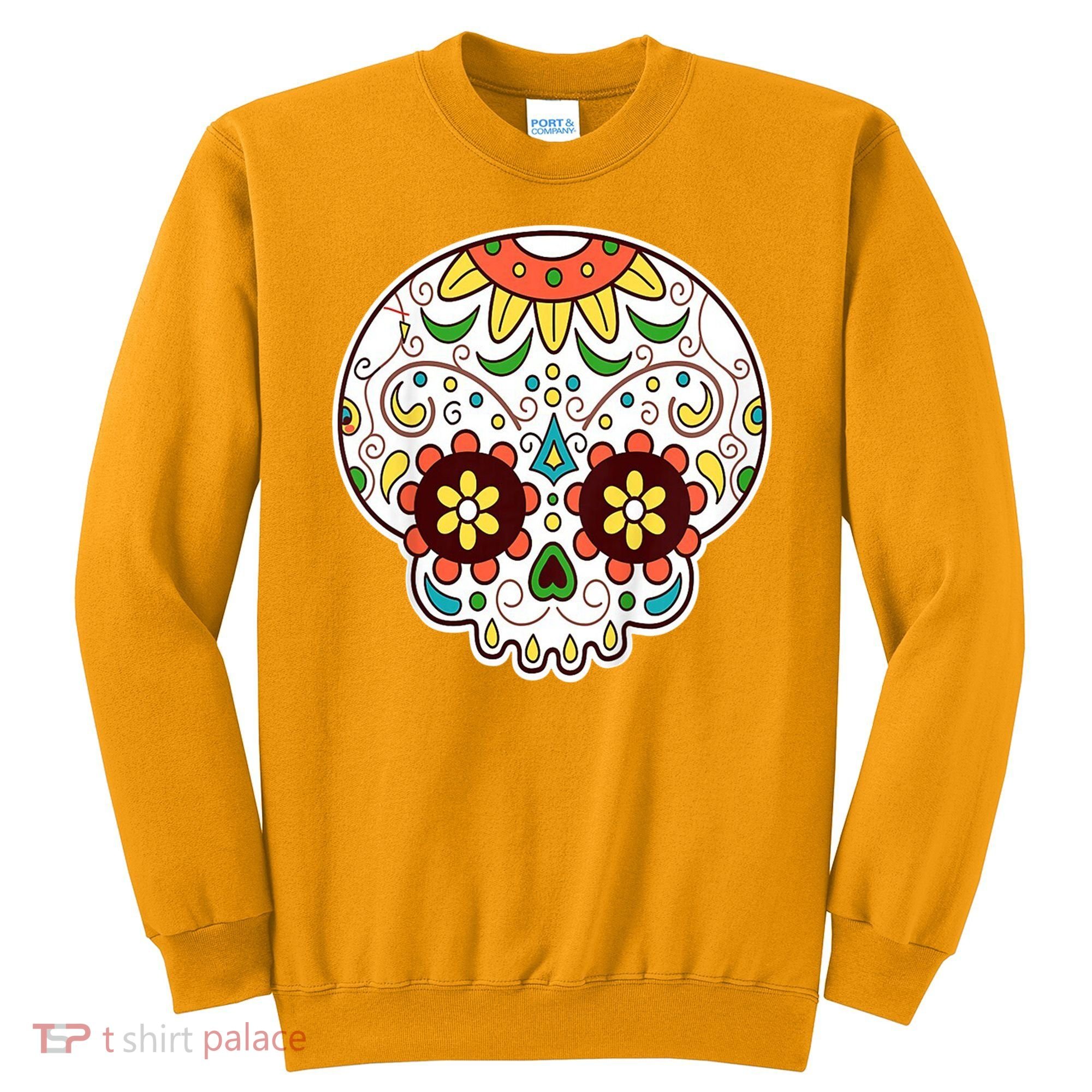 DOD Day Of The Dead Sugar Floral Skull Head Sweatshirt