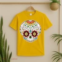 DOD Day Of The Dead Sugar Floral Skull Head T-Shirt thumb 2