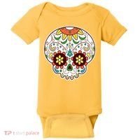 DOD Day Of The Dead Sugar Floral Skull Head Baby Bodysuit thumb 0