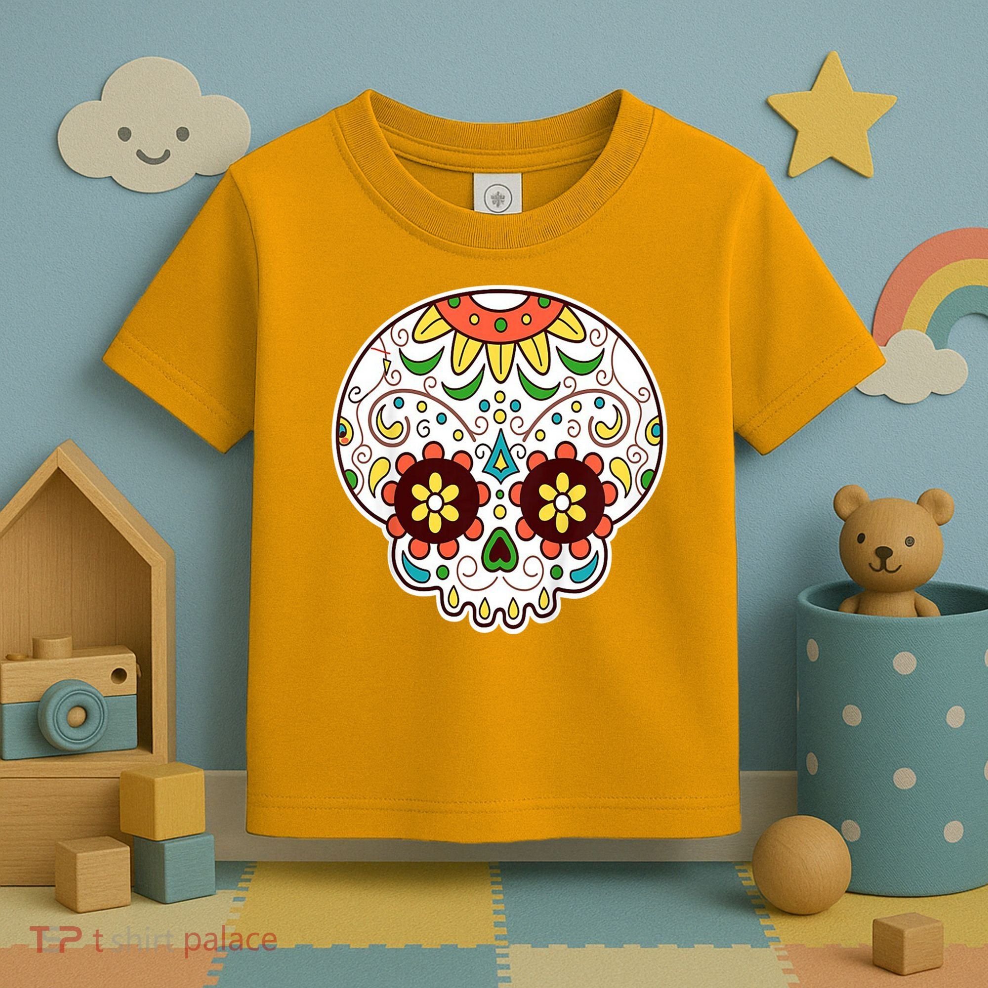 DOD Day Of The Dead Sugar Floral Skull Head Toddler T-Shirt