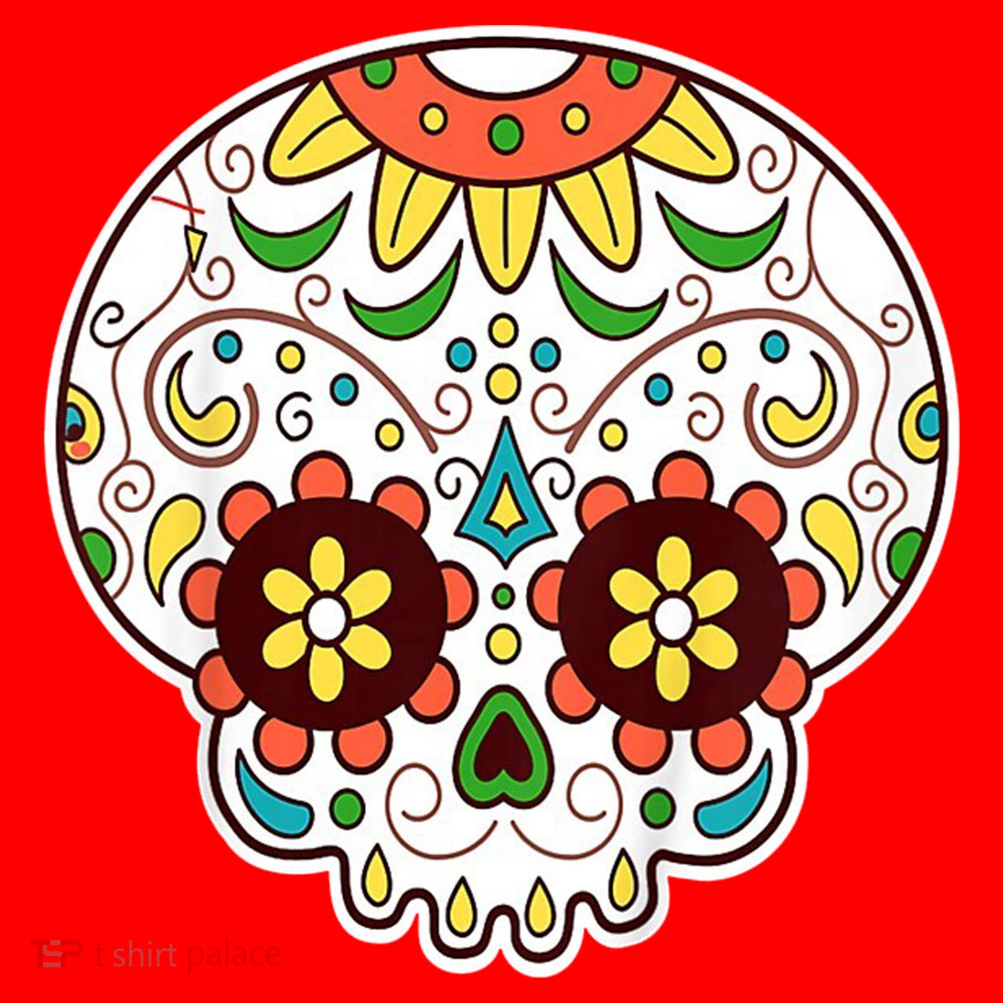 DOD Day Of The Dead Sugar Floral Skull Head Santa Hat