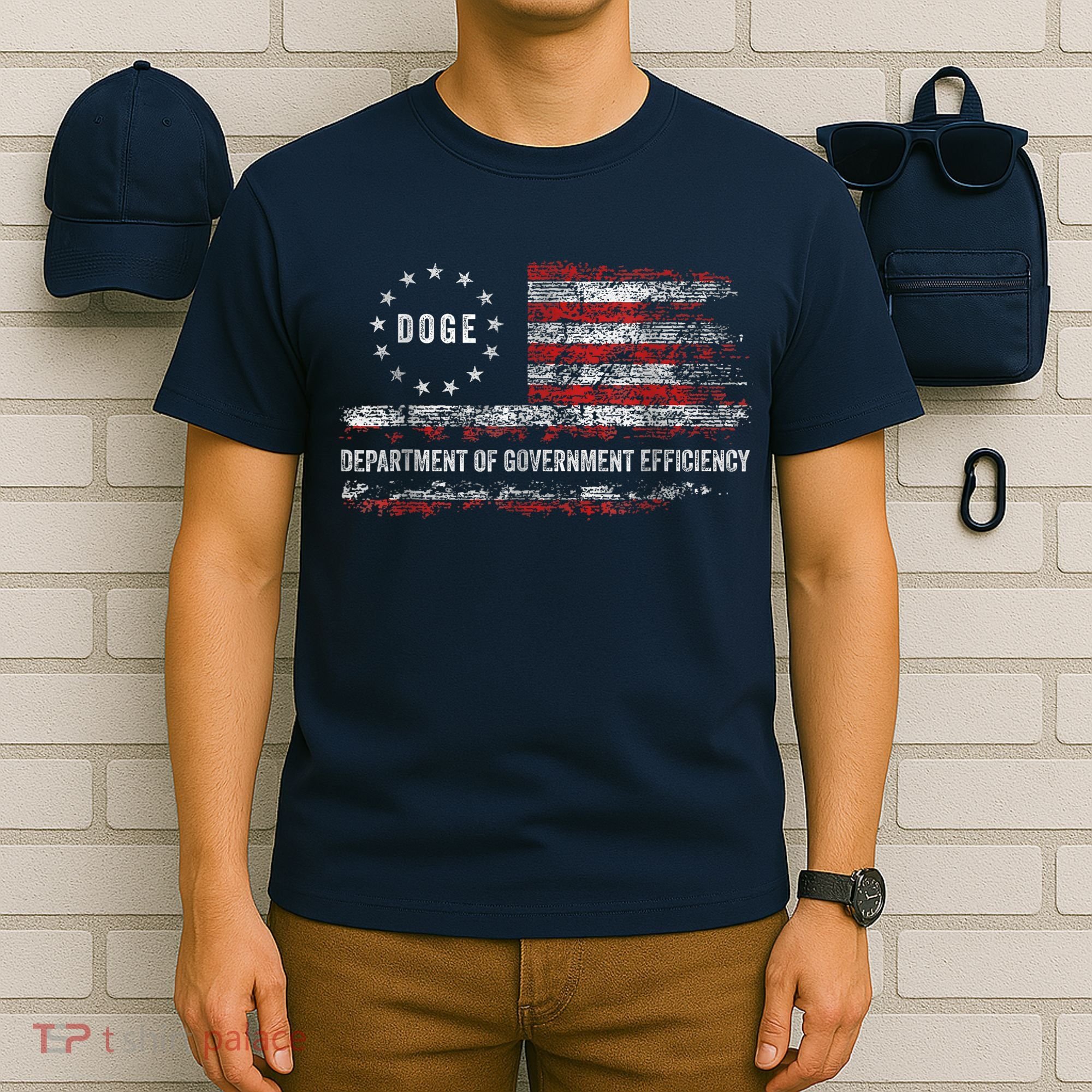 Doge Department Of Government Efficiency D.O.G.E. Us Flag T-Shirt