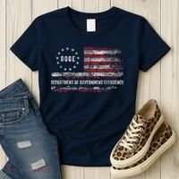 Doge Department Of Government Efficiency D.O.G.E. Us Flag Women's T-Shirt thumb 3