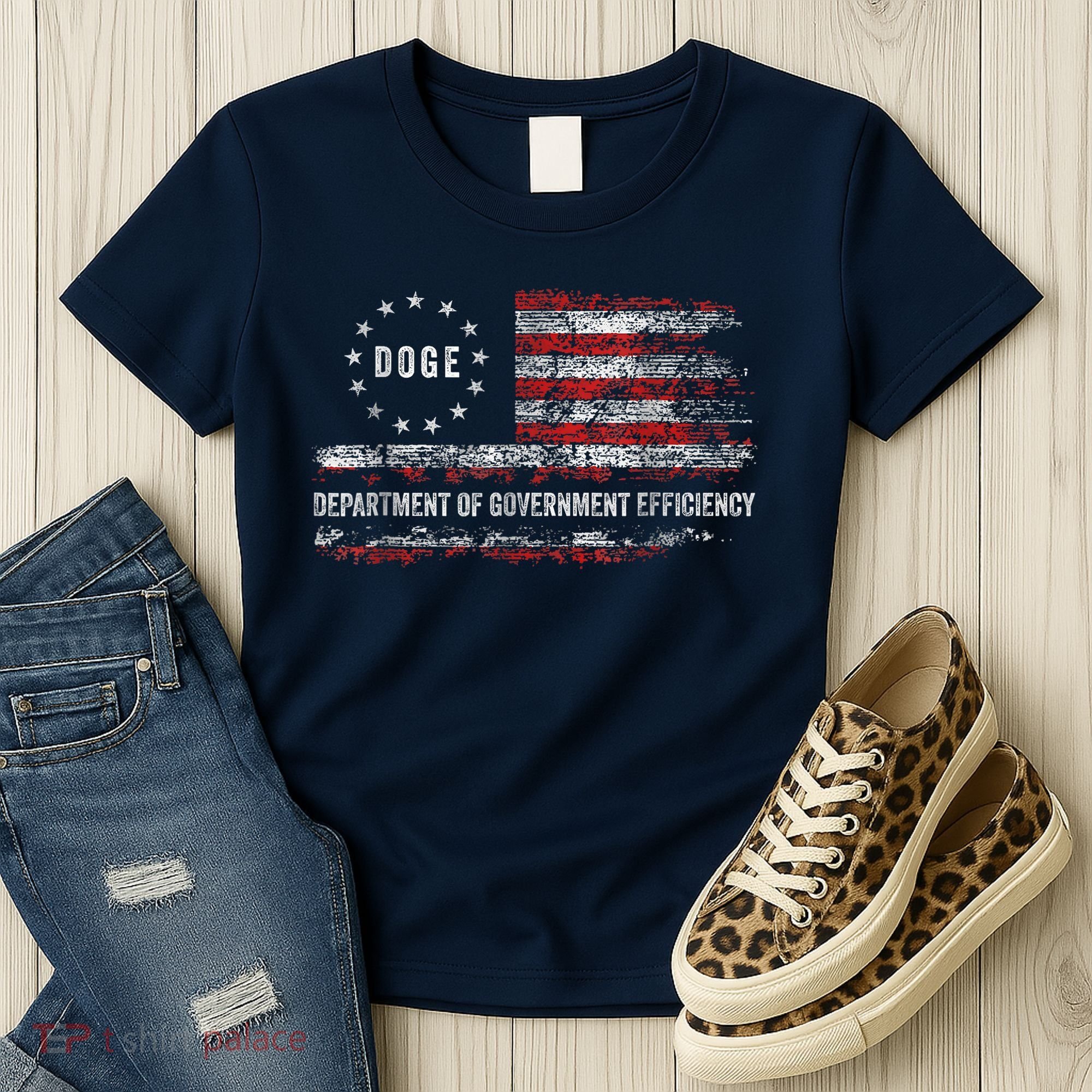 Doge Department Of Government Efficiency D.O.G.E. Us Flag Women's T-Shirt